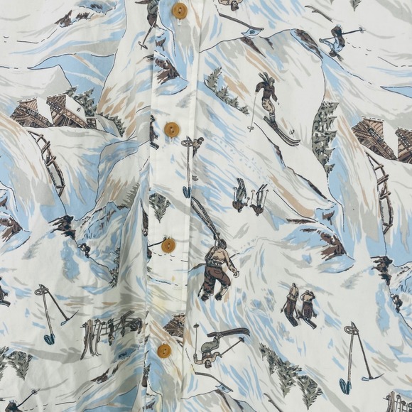Tommy Hilfiger Long Sleeve Button Down Shirt Skiing Print Slim Fit Size L Preppy - Picture 7 of 10